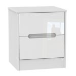 Monaco White Gloss 2 Drawer Bedside Cabinet White