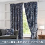 Belmont Blue Velvet Pencil Pleat Curtains Blue