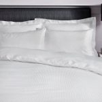 Catherine Lansfield Premium Satin Stripe White Duvet Cover and Pillowcase Set White