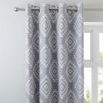 Catherine Lansfield Aztec Silver Eyelet Curtains Grey