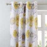 Catherine Lansfield Banbury Yellow Floral Eyelet Curtains Blue/White/Yellow