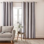 Catherine Lansfield Grey Herringbone Stripe Eyelet Curtains Grey