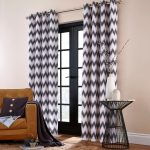 Catherine Lansfield Zig Zag Charcoal Eyelet Curtains Grey