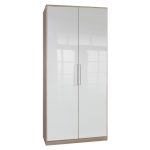 Greven (Gamma) Oak and White Gloss 2 Door Wardrobe White