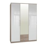 Greven (Gamma) Oak and White Gloss 3 Door 2 Drawer Wardrobe White