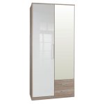 Greven (Gamma) Oak and White Gloss 2 Door 2 Drawer Wardrobe White