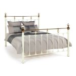 Abigail Ivory with Brass Metal Bed Frame White