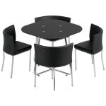 Washington 4 Seater Stowaway Black Dining Set Black