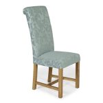 Greenwich Floral Pair of Fabric Dining Chairs Duck Egg