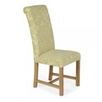 Greenwich Floral Pair of Fabric Dining Chairs Oatmeal (Brown)