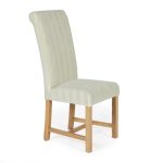 Greenwich Striped Pair of Fabric Dining Chairs Cream