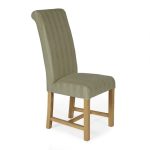 Greenwich Striped Pair of Fabric Dining Chairs Sage (Green)