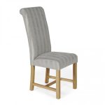 Greenwich Striped Pair of Fabric Dining Chairs Silver