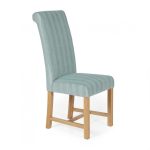 Greenwich Striped Pair of Fabric Dining Chairs Duck Egg (Blue)
