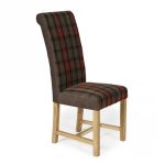 Greenwich Tartan Pair of Fabric Dining Chairs Brown