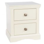 Hamptons Ivory Satin 2 Drawer Bedside Cabinet Cream