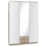 Gamma White Gloss and Ash Mirrored Wardrobe Black