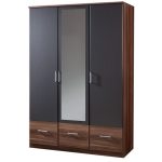 Smart 3 Door 3 Drawer Mirrored Wardrobe Brown