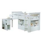 Milo Mid Single White Sleeper Bed with Desk and Storage White