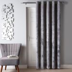 Crushed Velour Silver Eyelet Door Curtain Silver