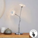 Alanli LED Acrylic Flower Touch Table Lamp Chrome, Clear