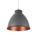 Haines Inner Metallic Dome Pendant Black