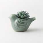 Green Ceramic Bird Succulent Green