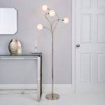 Portico Sugar Glass 4 Arm Floor Lamp Chrome, Clear