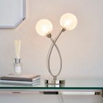 Portico Sugar Glass 2 Light Table Lamp Chrome, Clear