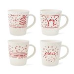 Ellen DeGeneres by Royal Doulton Holiday Collection Set of 4 Mugs Red