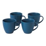 Set of 4 Gordon Ramsay by Royal Doulton Maze Grill Blue Mugs Blue