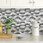 InHome Smoked Glass Self Adhesive Backsplash Tiles Monochrome