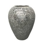 Glass Mosaic Vase Silver
