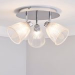 Bremont Bathroom 3 Light Flush Fitting Clear, Chrome