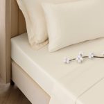Dorma 300 Thread Count 100% Cotton Sateen Plain Cream 32cm Fitted Sheet Cream