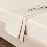 Dorma 300 Thread Count 100% Cotton Sateen Plain Cream Flat Sheet Cream