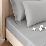 Dorma 300 Thread Count 100% Cotton Sateen Plain Slate 32cm Fitted Sheet Slate
