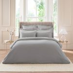 Dorma 300 Thread Count 100% Cotton Sateen Plain Slate Duvet Cover Slate