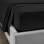 Dorma 300 Thread Count 100% Cotton Sateen Plain Black Flat Sheet Black