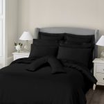 Dorma 300 Thread Count 100% Cotton Sateen Plain Black V-Shaped Pillowcase Black