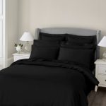 Dorma 300 Thread Count 100% Cotton Sateen Plain Black Duvet Cover Black