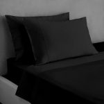 Dorma 300 Thread Count 100% Cotton Sateen Plain Black Cuffed Pillowcase Black