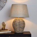 Lari Wicker Weave Table Lamp Grey
