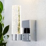 Bubble Glass LED Outdoor Wall Light Chrome, Clear