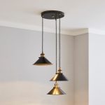 Logan 3 Light Cluster Fitting Dark industrial Nickel, Antique Brass