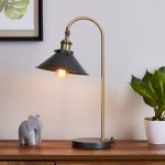 Logan Table Lamp Dark industrial Nickel, Antique Brass
