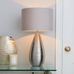 Costola Scratch Effect Touch Table Lamp Chrome, Light Grey