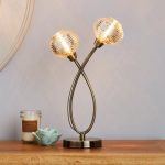 Temossi Mercury Effect Glass 2 Light Table Lamp Champage, Antique Brass