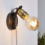 Marsden Wall Light Industrial dark Nickel, Antique Brass