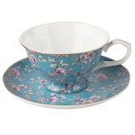 Katie Alice Ditsy Floral Teal Tea Cup and Saucer Teal
